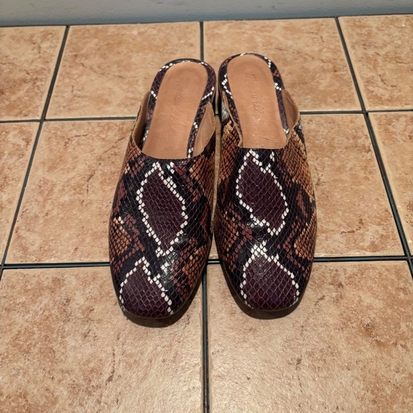 Madewell Alicia Snake Embossed Leather Mules Size 8.5 - Picture 2 of 9